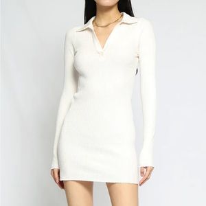 The Range Intermix White Long Sleeve Mini Dress